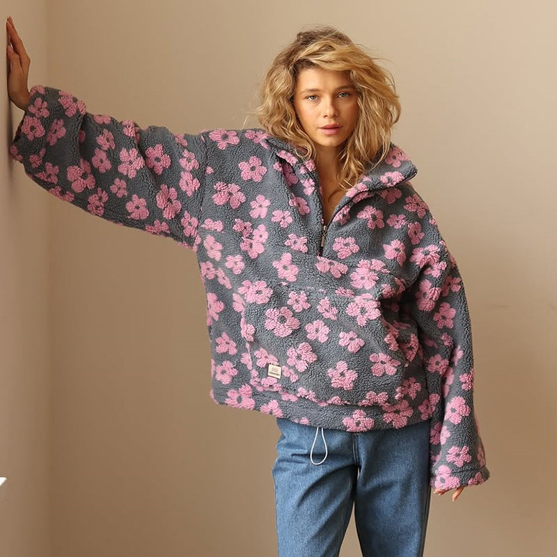 Rose | Floral Fleece Pullover